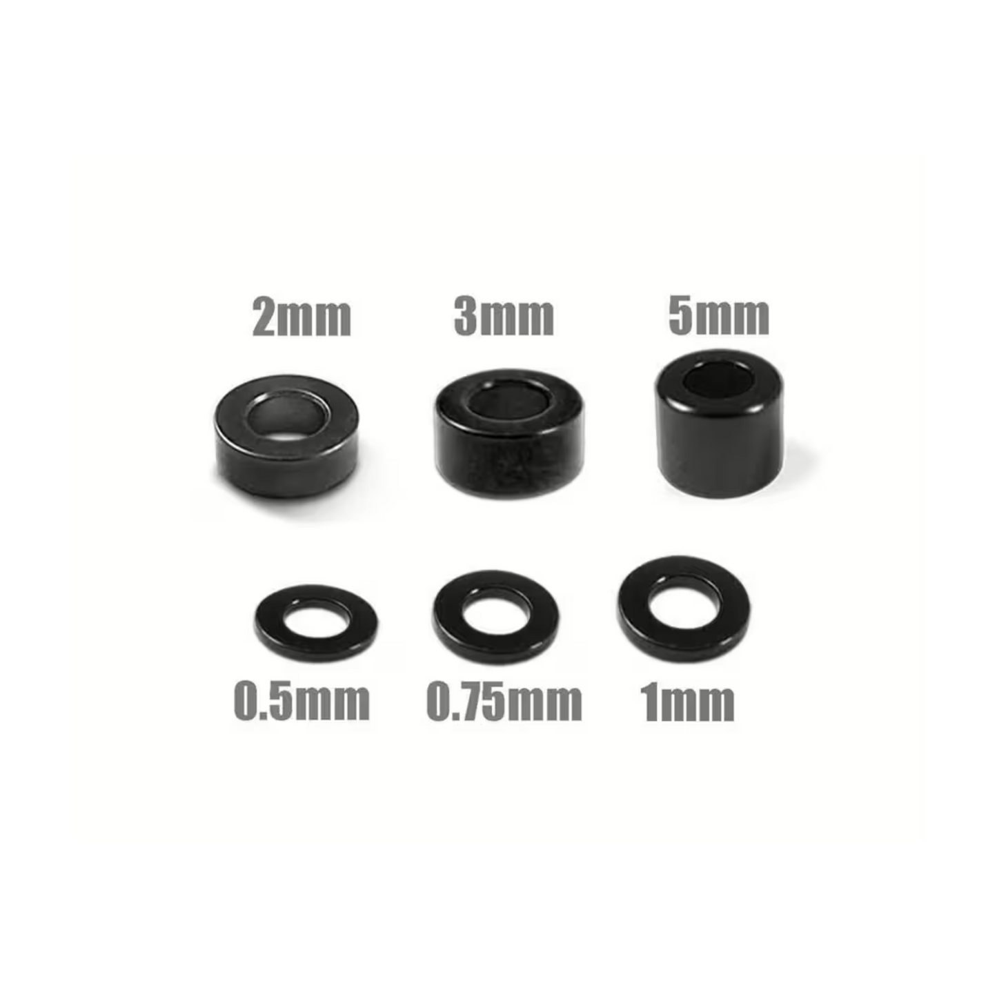 MR33 Aluminum 3mm Shim Set 0.5,0.75,1,2,3,5mm Each 10 (60) - Black
