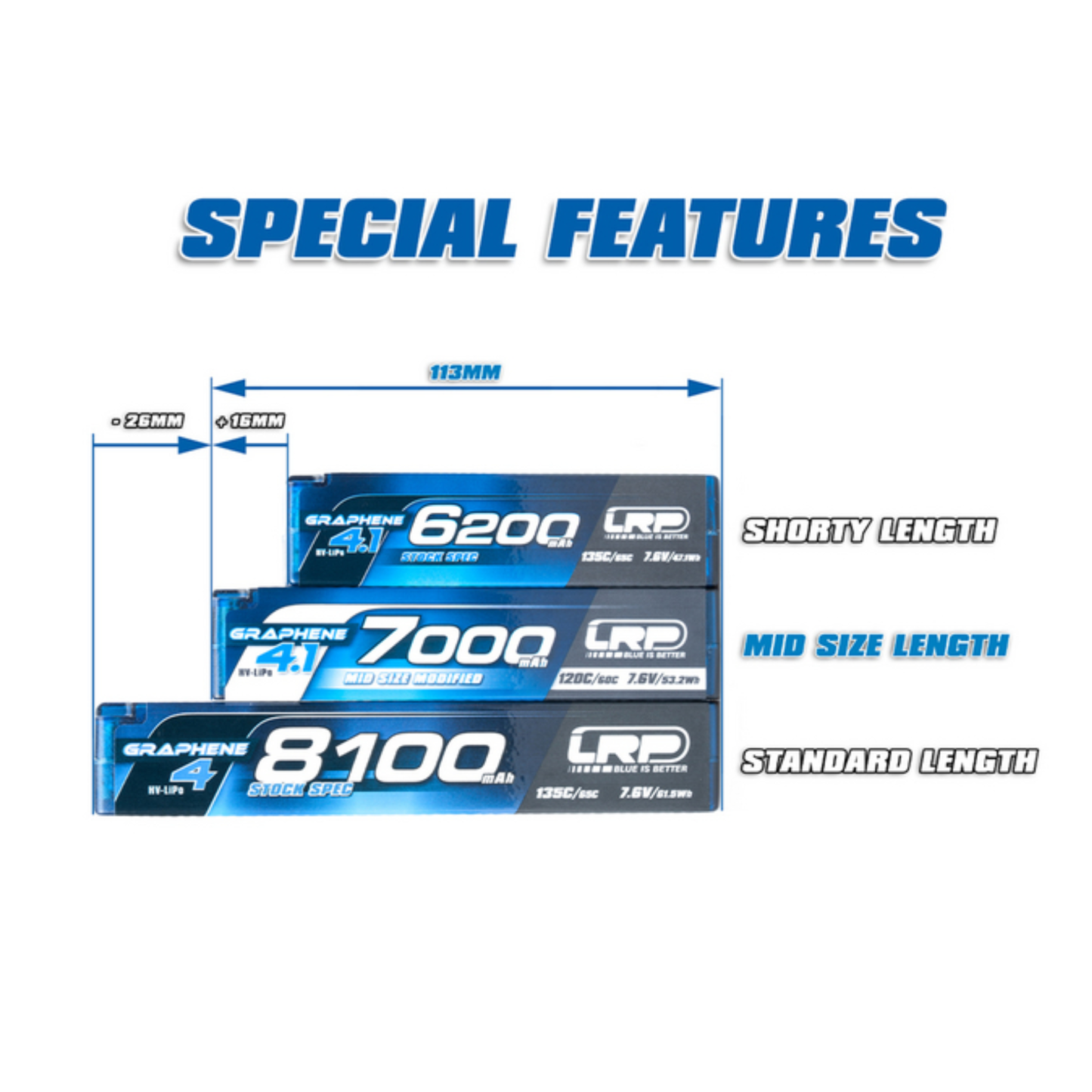 LRP Mid Size Modified 7000mAh Battery - 7.6V LiPo - 120C/60C